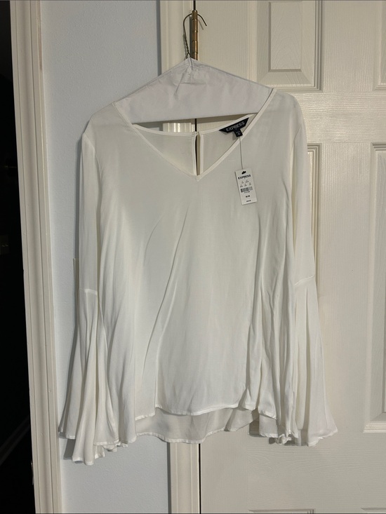 Express Tops - NWT Express White V-Neck Bell Sleeve Blouse